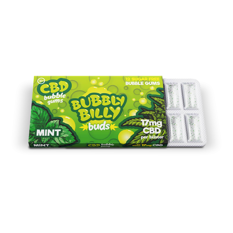 GUMĂ DE MESTECAT MENTĂ PIPERATĂ 17MG CBD BUBBLY BILLY