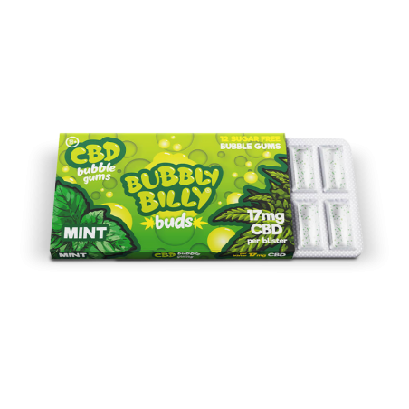 GUMĂ DE MESTECAT MENTĂ PIPERATĂ 17MG CBD BUBBLY BILLY