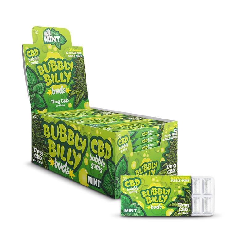 GUMĂ DE MESTECAT MENTĂ PIPERATĂ 17MG CBD BUBBLY BILLY